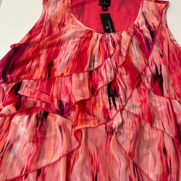 Worthington Tops - Tropical Multi-Colored Tiered Ruffle Layered Blouse